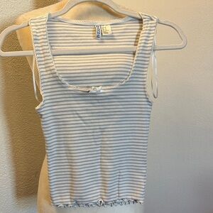 Divided H&M White and Blue Striped Tank Top Size XS